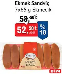 EKMECİK EKMEK SANDVİÇ 7X65 G fiyat ve kampanya bilgisi